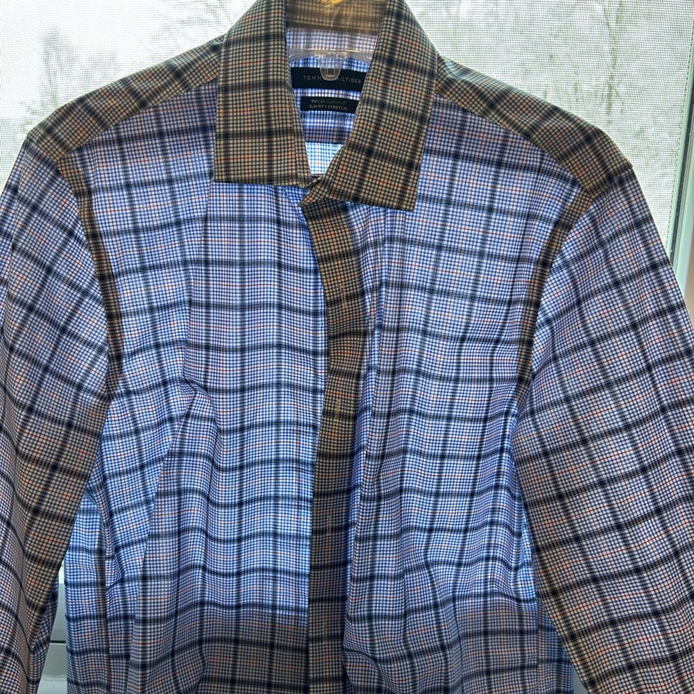Tommy Hilfiger Blue and Red Checkered Shirt